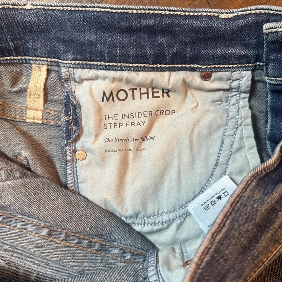 Mother Insider Crop Step Fray Jeans 28 Mid Rise Bootcut Raw Hem - Picture 6 of 8